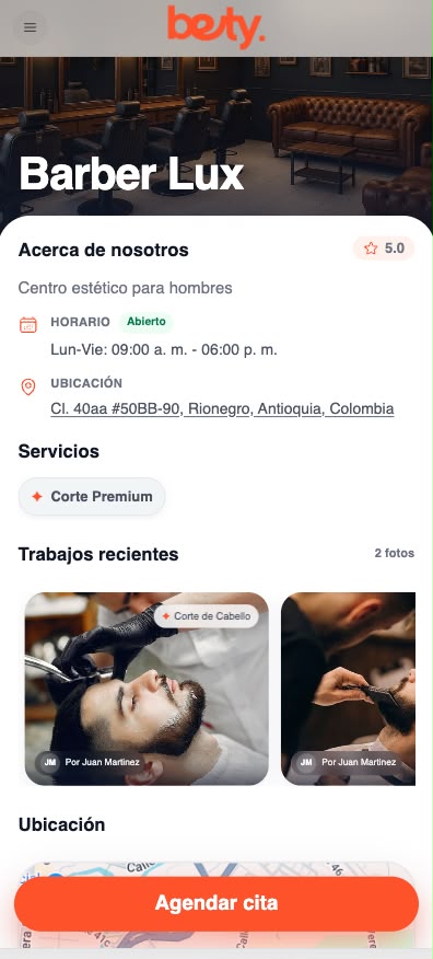 Perfil profesional de Barber Lux en Bety